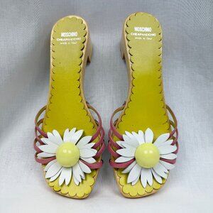 Moschino Cheap & Chic Vintage Platform Daisy Sandals with Wooden Heel, Size US 7